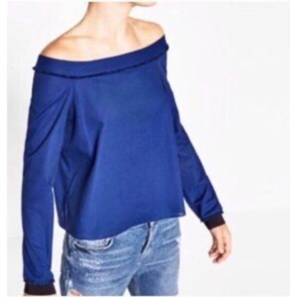 Zara | Off-Shoulder Blue Top XS - Picture 1 of 6